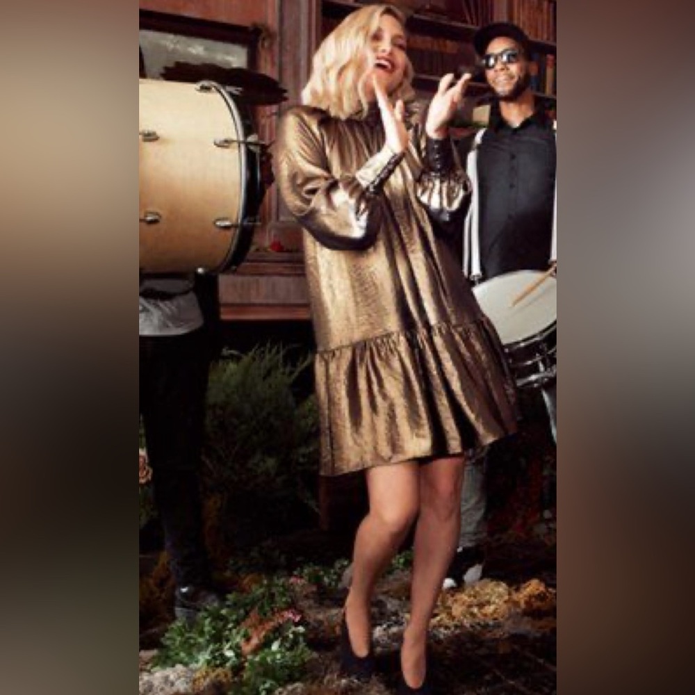 HAPPY X NATURE by Kate Hudson Gold Metallic Party Dress Sz XXS
